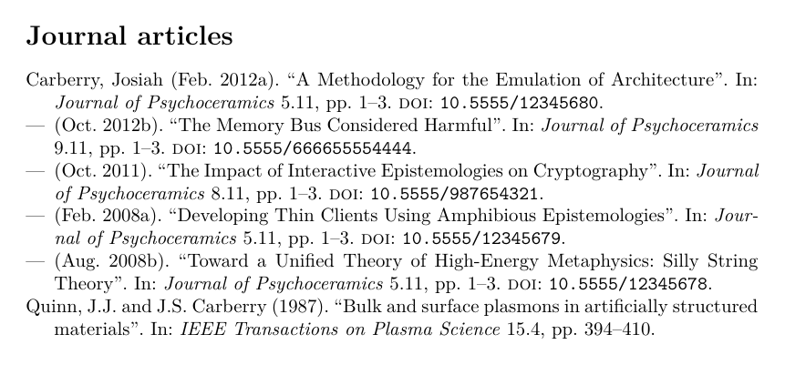 biblatex publication list built from the BibTeX stored in ORCID